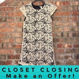 Forever 21 Cream black crochet ruffle dress